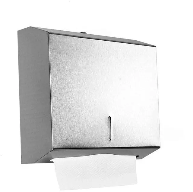 Main image of Wall-Mounted Comercial Paper Towel Dispenser, Brushed Stainless Steel Bathroom Hand Towel Dispenser with Lock Design, Large Capacity 250 C-Fold 300 Multi-Fold Capacity