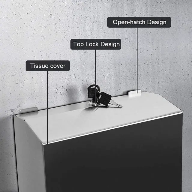 Alt view image 3 of 7 - Wall-Mounted Comercial Paper Towel Dispenser, Brushed Stainless Steel Bathroom Hand Towel Dispenser with Lock Design, Large Capacity 250 C-Fold 300 Multi-Fold Capacity