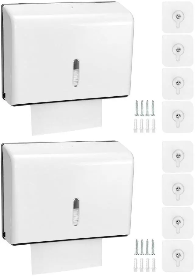 Main image of Wall Mount Paper Towel Dispenser 2 Pack Tri-Fold Holder with Lock for Bathroom, Kitchen & Office