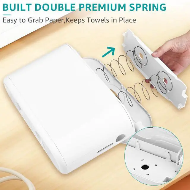 Alt view image 5 of 7 - Multifold Paper Towel Dispenser Countertop, Commercial Hand Towel Dispenser for Bathroom Kitchen Home, Trifold/C Fold/Z Fold Napkin Dispenser, Abs Plastic - Non-Slip, White