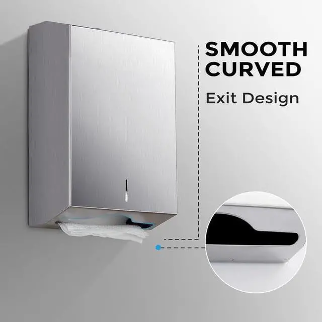 Alt view image 2 of 7 - Paper Towel Dispenser Wall Mount - Multifold Trifold Paper Towel Dispensers, Large Capacity Stainless Steel Tissue Holder, Suitable for Bathrooms and Public Places
