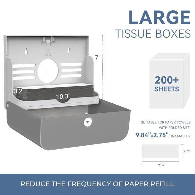 Alt view image 2 of 7 - Paper Towel Dispenser Wall Mount, Adhesive No Drilling Multifold Trifold C Fold Commercial Hand Towel Dispenser,Silver