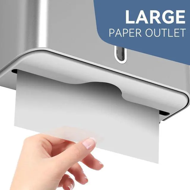 Alt view image 6 of 7 - Paper Towel Dispenser Wall Mount, Adhesive No Drilling Multifold Trifold C Fold Commercial Hand Towel Dispenser,Silver