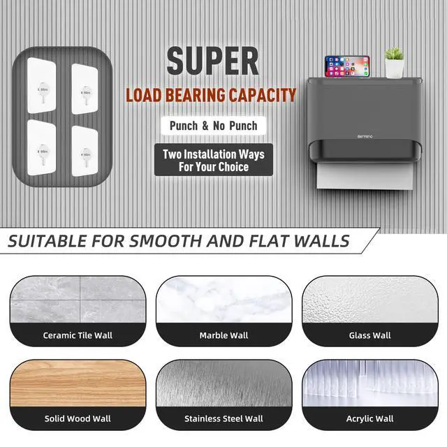 Alt view image 5 of 7 - Wall Mount Paper Towel Dispenser, Multifold Paper Towels Dispenser with Key Lock Commercial Hand Paper Towel Holder for Bathroom (Gray)