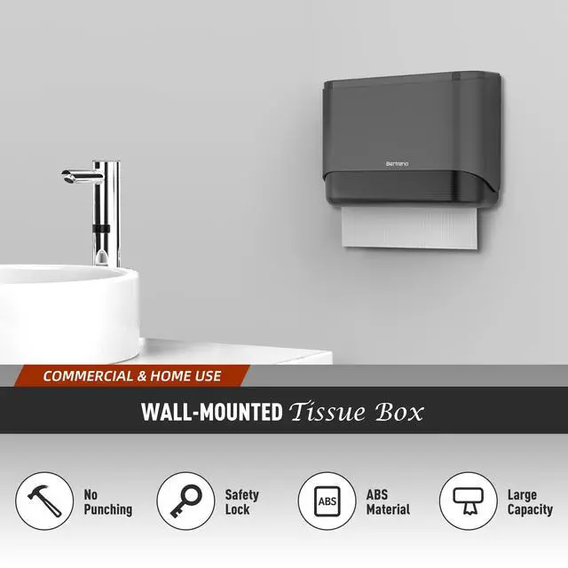 Alt view image 6 of 7 - Wall Mount Paper Towel Dispenser, Multifold Paper Towels Dispenser with Key Lock Commercial Hand Paper Towel Holder for Bathroom (Gray)