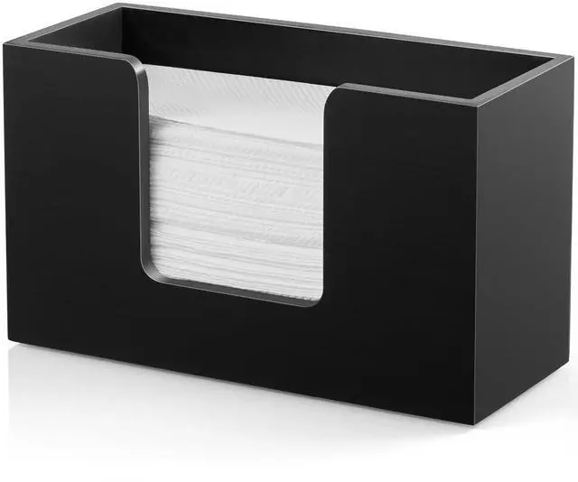Main image of Paper Towel Dispenser Countertop, Wooden Bathroom Paper Towel Holder, Black Napkin Holder for Kitchen, Countertop Multifold C-Fold, Z-Fold, Trifold Paper Hand Towel Dispenser for Bathroom Toilet