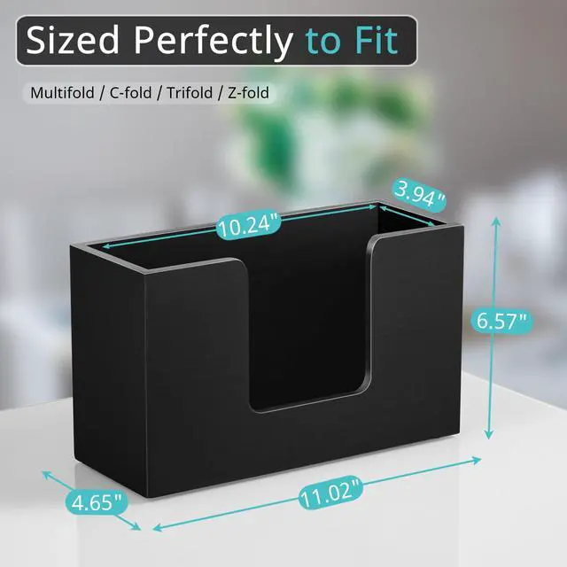 Alt view image 2 of 7 - Paper Towel Dispenser Countertop, Wooden Bathroom Paper Towel Holder, Black Napkin Holder for Kitchen, Countertop Multifold C-Fold, Z-Fold, Trifold Paper Hand Towel Dispenser for Bathroom Toilet