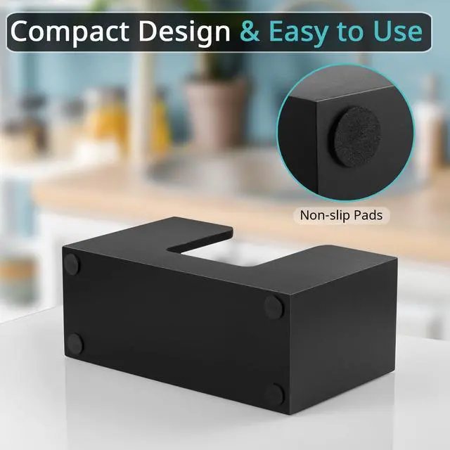 Alt view image 7 of 7 - Paper Towel Dispenser Countertop, Wooden Bathroom Paper Towel Holder, Black Napkin Holder for Kitchen, Countertop Multifold C-Fold, Z-Fold, Trifold Paper Hand Towel Dispenser for Bathroom Toilet