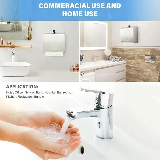 Alt view image 6 of 6 - Paper Towel Dispenser Wall Mount Commercial, C Fold Multifold Hand Paper Towel Dispenser, Stainless Steel Tissue Holder