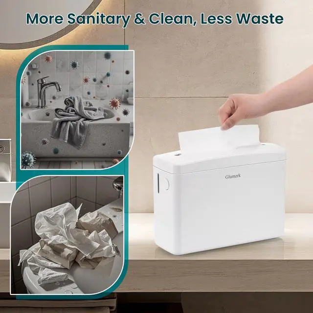 Alt view image 2 of 7 - Countertop Multifold Paper Towel Dispenser, Compact Pop Up Hand Towel Holder for Trifold/Z-Fold Paper Towels, Home Bathroom Kitchen Commercial Use, Single Sheet Dispensing, White