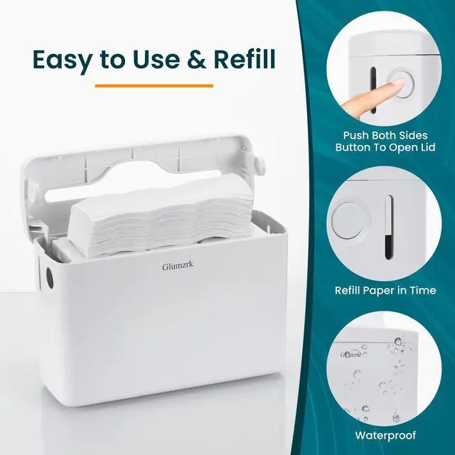 Alt view image 3 of 7 - Countertop Multifold Paper Towel Dispenser, Compact Pop Up Hand Towel Holder for Trifold/Z-Fold Paper Towels, Home Bathroom Kitchen Commercial Use, Single Sheet Dispensing, White