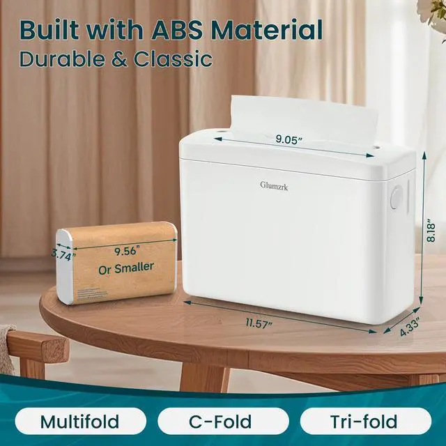 Alt view image 5 of 7 - Countertop Multifold Paper Towel Dispenser, Compact Pop Up Hand Towel Holder for Trifold/Z-Fold Paper Towels, Home Bathroom Kitchen Commercial Use, Single Sheet Dispensing, White