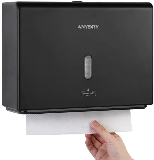 Main image of Wall-Mounted Paper Towel Dispenser Fits Tri-Fold Towels up to 10x3.1 Inches, Holds 200 Sheets, Ideal for Home & Commercial Use (Black)