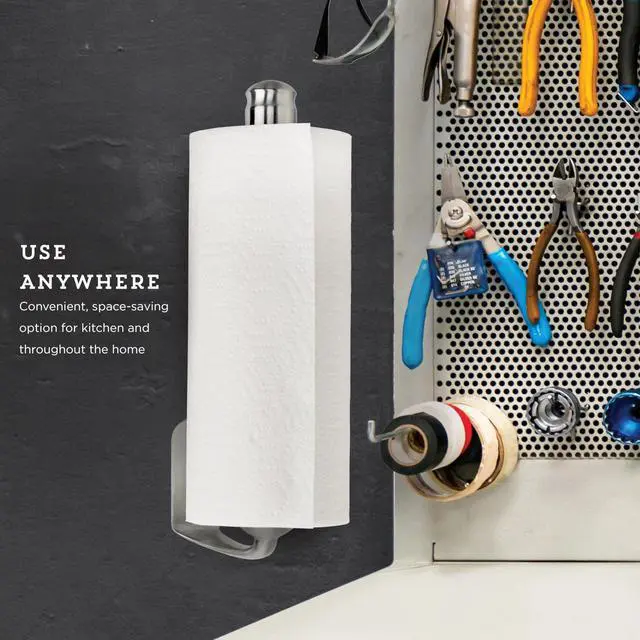 Alt view image 5 of 7 - Perfect Tear Wall Mount Paper Towel Holder, Patented Design for One-Handed Use, Rounded Finial, 14-Inch, Brushed Silver Metal Finish