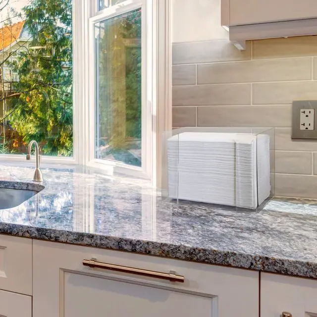 Alt view image 5 of 6 - Paper Towel Dispenser by Oasis Creations, Holds 250 Paper Towels, Wall Mounted, Countertop Paper Towel Dispenser, Universal Paper Towel Holder- Clear