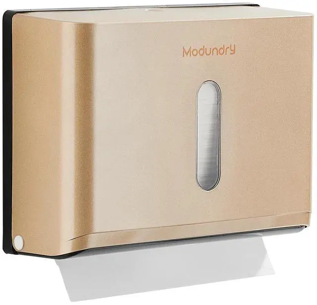 Main image of Paper Towel Dispensers Wall Mount: Multifold Z-Fold Paper Towel Holder, No Drilling Install, Compact Hand Towel Dispenser for Home Bathroom, Restroom, Office, Gold