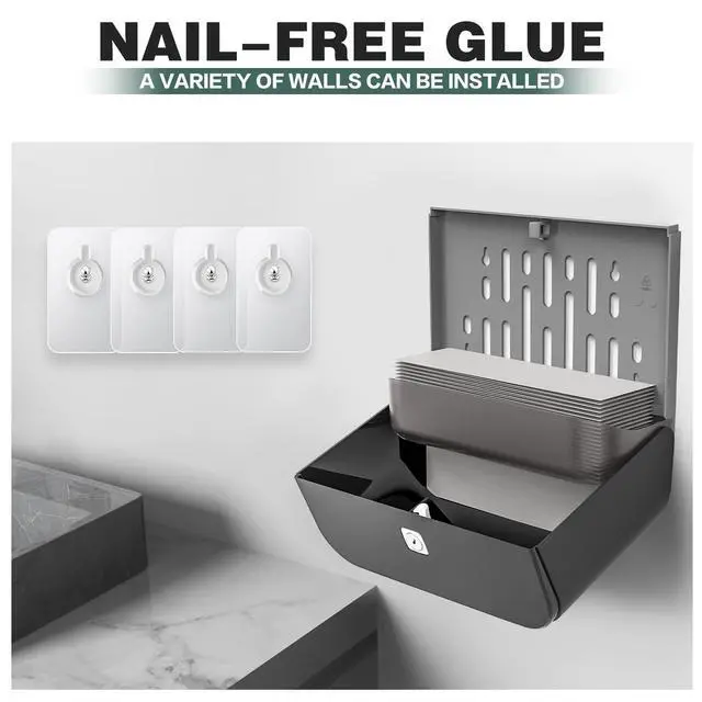 Alt view image 5 of 7 - Commercial Paper Towel Dispenser Wall Mounted, Adhesive Multifold Trifold c Fold Paper Towel Dispenser for Bathroom 10.8" L x 3.5" W x 8" H