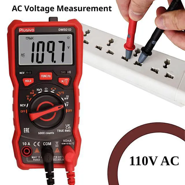 Alt view image 3 of 7 - Multimeter 6000 Counts Digital Multimeter Auto Ranging TRMS AC DC Voltmeter Ohm Volt Amp NCV Diode Tester; Measures Voltage Current Resistance Temperature Frequency Buzzer with Test Leads, Probes