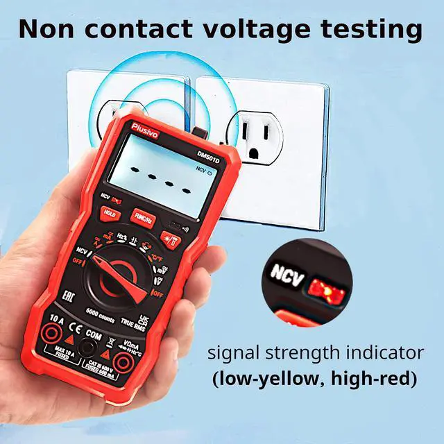 Alt view image 6 of 7 - Multimeter 6000 Counts Digital Multimeter Auto Ranging TRMS AC DC Voltmeter Ohm Volt Amp NCV Diode Tester; Measures Voltage Current Resistance Temperature Frequency Buzzer with Test Leads, Probes