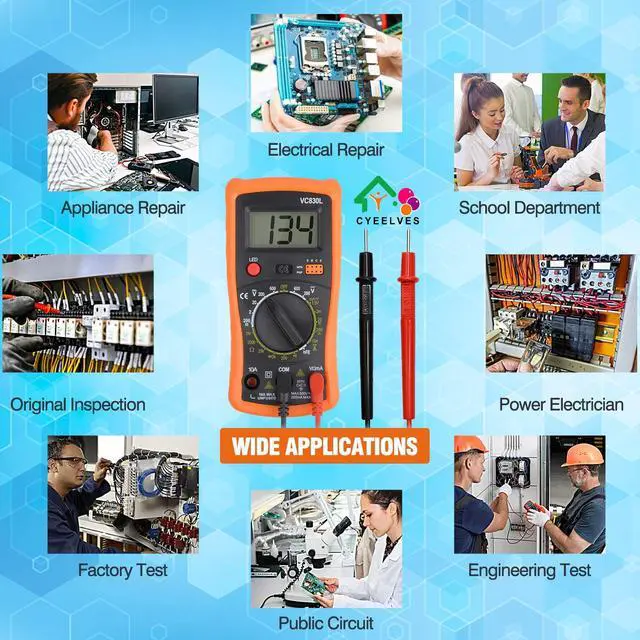 Alt view image 2 of 7 - Digital Multimeter, Multimeter with AC DC Voltmeter & Ohm Volt Amp Tester, Multifunction Battery Tester, Pocket Meter with Backlight Tests Wire, Voltage Tester Measure Voltage Current Resistance Diode
