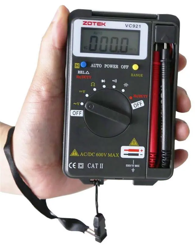 Alt view image 7 of 7 - Digital Multimeter, Auto Ranging Pocket Digital Multimeter Digital Multi Tester - AC DC Voltage DC Current Resistance Diodes Capacitance Transistor Measuring Instrument (VC921)