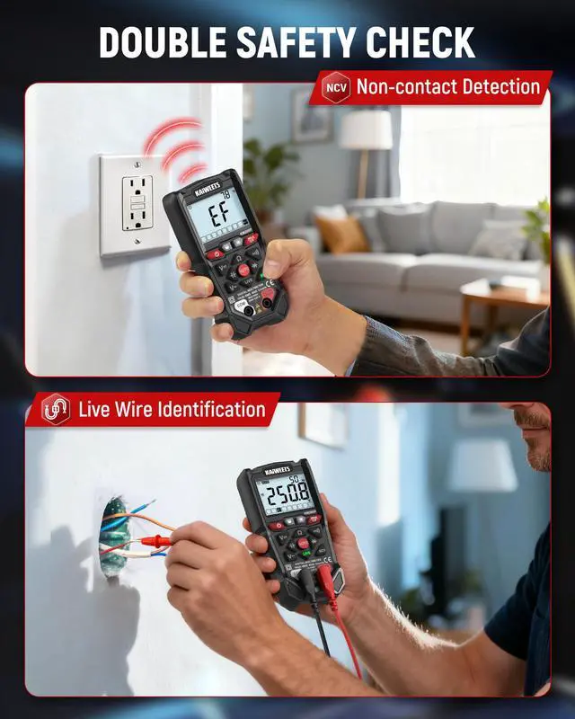 Alt view image 5 of 7 - KM200P Digital Multimeter, All Button Operation, TRMS Auto Ranging, 4000 Counts, NCV, Voltmeter Ohmmeter, Fast & Accurate Measure AC/DC Voltage, Resistance, Continuity, Capacitance