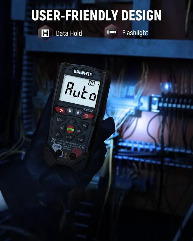 Alt view image 6 of 7 - KM200P Digital Multimeter, All Button Operation, TRMS Auto Ranging, 4000 Counts, NCV, Voltmeter Ohmmeter, Fast & Accurate Measure AC/DC Voltage, Resistance, Continuity, Capacitance