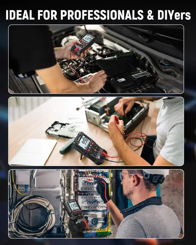 Alt view image 7 of 7 - KM200P Digital Multimeter, All Button Operation, TRMS Auto Ranging, 4000 Counts, NCV, Voltmeter Ohmmeter, Fast & Accurate Measure AC/DC Voltage, Resistance, Continuity, Capacitance