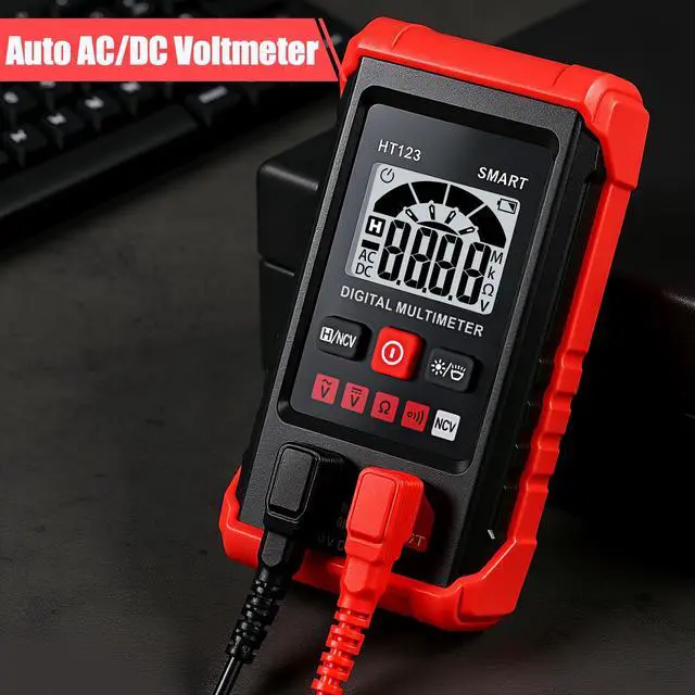 Alt view image 3 of 7 - HT123 Digital Multimeter, Automatic AC DC Voltmeter, Non Contact Voltage Tester, Smart Voltage Resistance Tester Multi Meter, Auto-Ranging, Sound & Light Alarms