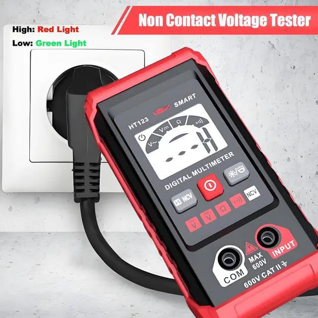Alt view image 4 of 7 - HT123 Digital Multimeter, Automatic AC DC Voltmeter, Non Contact Voltage Tester, Smart Voltage Resistance Tester Multi Meter, Auto-Ranging, Sound & Light Alarms