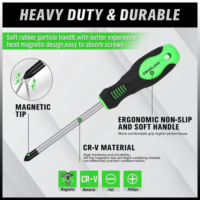 Alt view image 4 of 7 - 11PCS Screwdriver Set, Magnetic 5 Phillips and 5 Flat Head Tips for Fastening and Loosening Seized (11PCS)