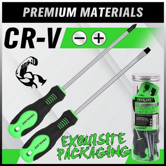 Alt view image 5 of 7 - 11PCS Screwdriver Set, Magnetic 5 Phillips and 5 Flat Head Tips for Fastening and Loosening Seized (11PCS)