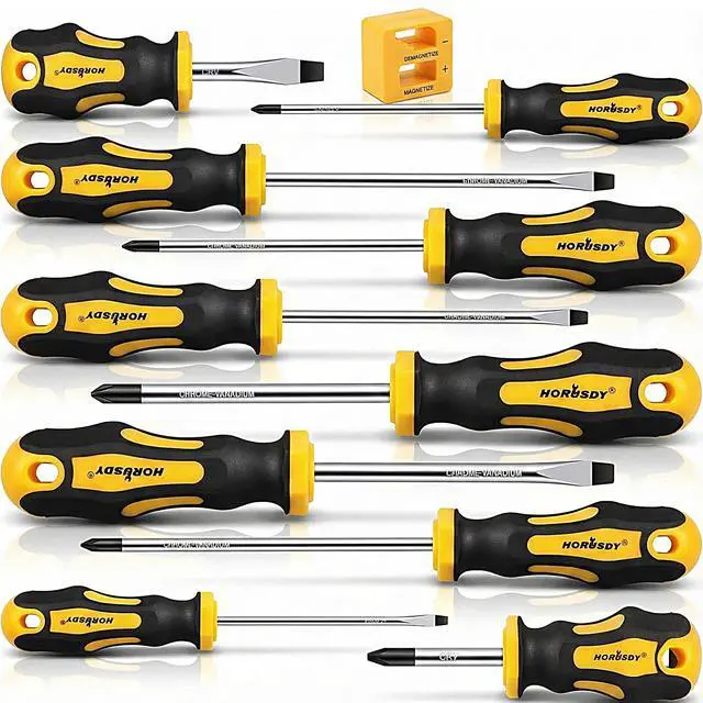 Main image of 11-Pieces Magnetic Screw driver, Magnetic 5 Phillips and 5 Flat Head Tips for Fastening and Loosening Seized