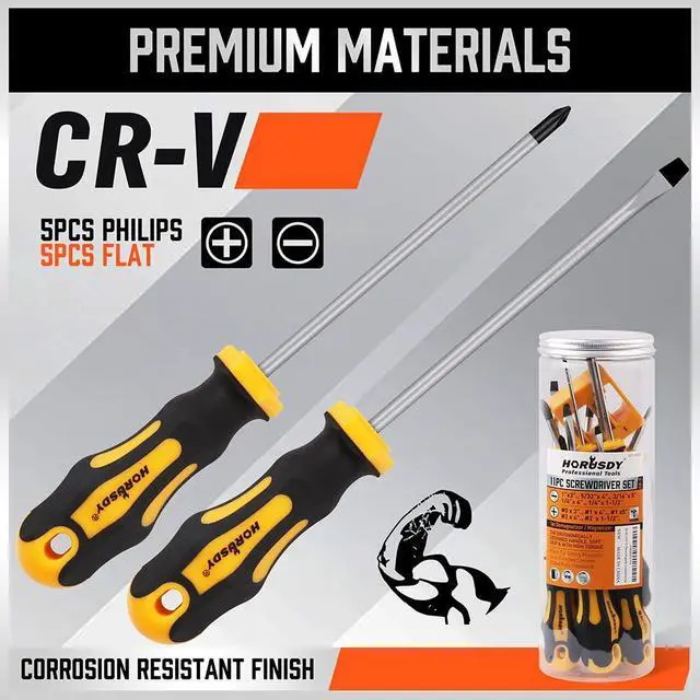 Alt view image 4 of 7 - 11-Pieces Magnetic Screw driver, Magnetic 5 Phillips and 5 Flat Head Tips for Fastening and Loosening Seized