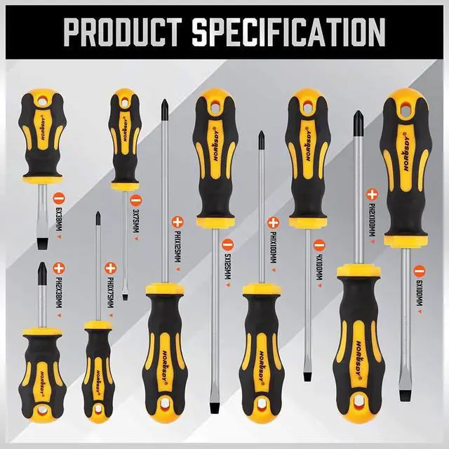 Alt view image 7 of 7 - 11-Pieces Magnetic Screw driver, Magnetic 5 Phillips and 5 Flat Head Tips for Fastening and Loosening Seized