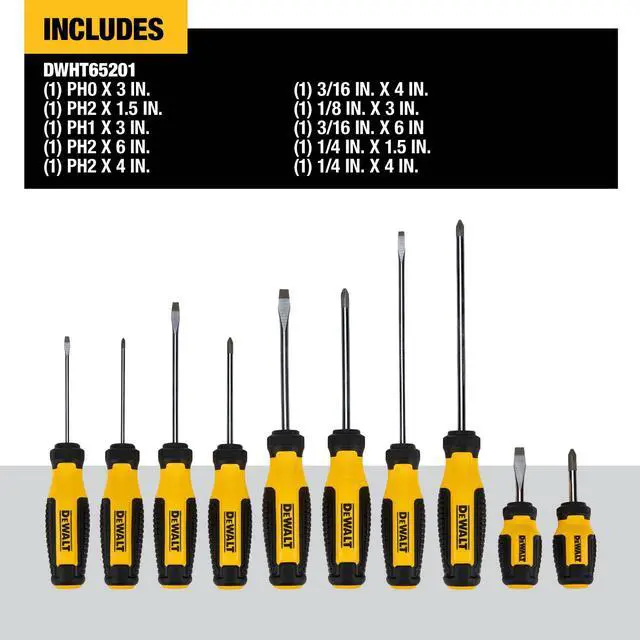 Alt view image 5 of 7 - Fixed Bar Screwdriver Set (10 pc.) (DWHT65201)