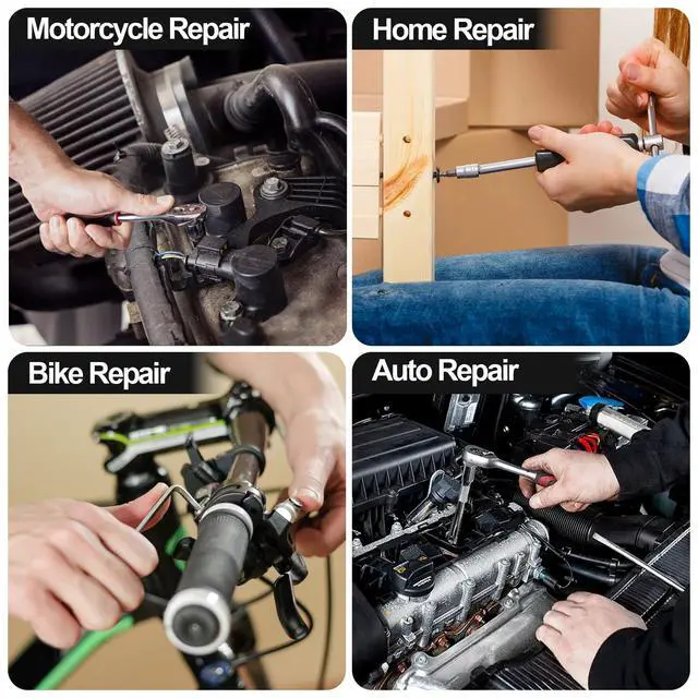 Alt view image 6 of 6 - 46 Pieces 1/4 inch Drive Socket Ratchet Wrench Set, with Bit Socket Set Metric and Extension Bar for Auto Repairing and Household, with Storage Case