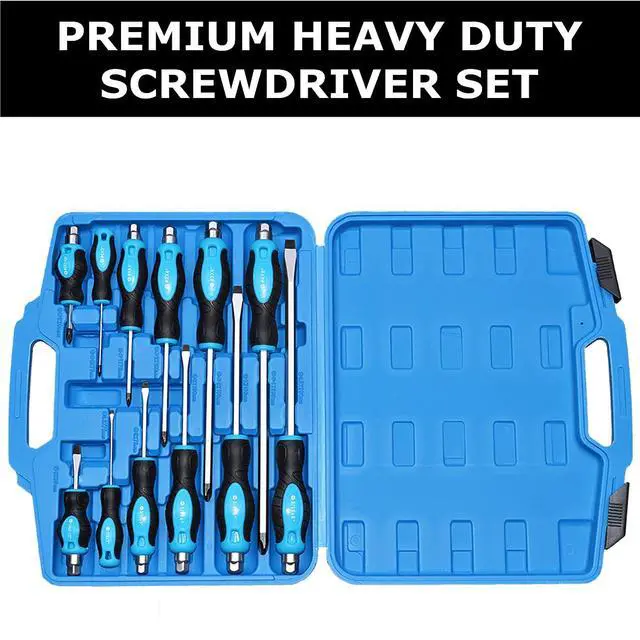 Alt view image 2 of 7 - 12-Piece Magnetic Screwdriver Set, Heavy Duty Screwdriver Set Go-Thru Steel Blades, High Torque 6 Phillips & 6 Flat Head Tips Screwdrivers Set with Case