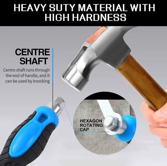 Alt view image 4 of 7 - 12-Piece Magnetic Screwdriver Set, Heavy Duty Screwdriver Set Go-Thru Steel Blades, High Torque 6 Phillips & 6 Flat Head Tips Screwdrivers Set with Case