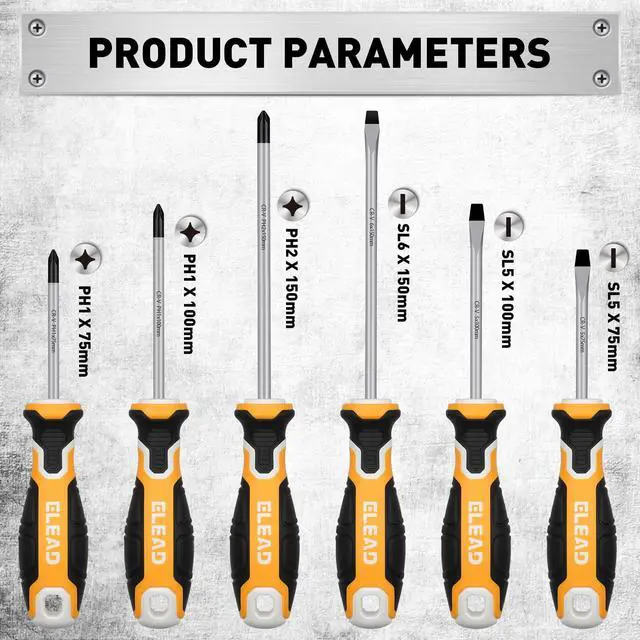 Alt view image 2 of 7 - 6-Piece Magnetic Screwdrivers Set, 3 Phillips and 3 Slotted Tips Professional Cushion Grip Screwdriver Set