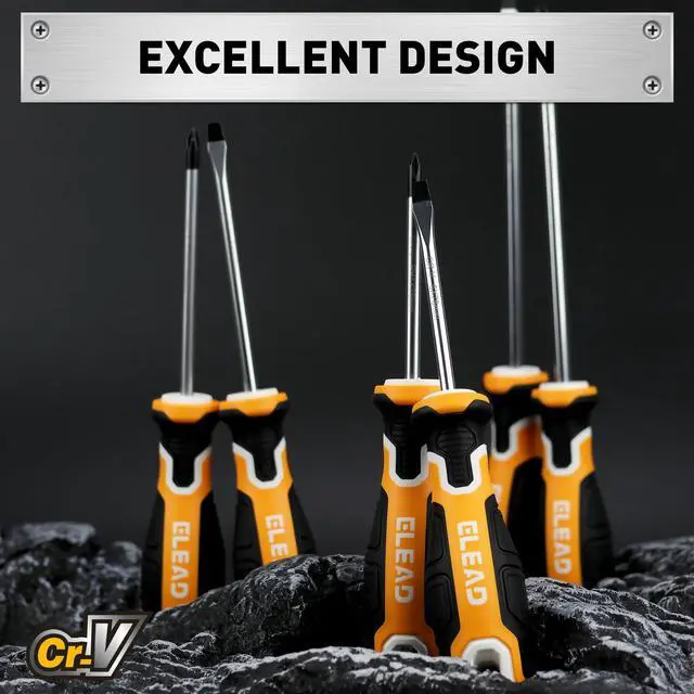 Alt view image 6 of 7 - 6-Piece Magnetic Screwdrivers Set, 3 Phillips and 3 Slotted Tips Professional Cushion Grip Screwdriver Set