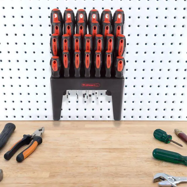 Alt view image 4 of 6 - 26-Piece Screwdriver Set with Wall Mount, Stand, and Magnetic Tips - Phillips, Slotted, Pz, and Star Screw Tips by (Black)