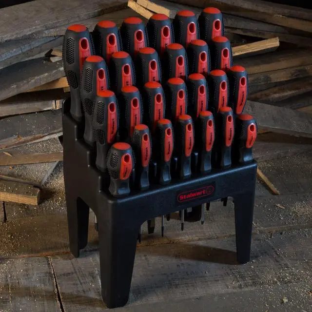 Alt view image 6 of 6 - 26-Piece Screwdriver Set with Wall Mount, Stand, and Magnetic Tips - Phillips, Slotted, Pz, and Star Screw Tips by (Black)