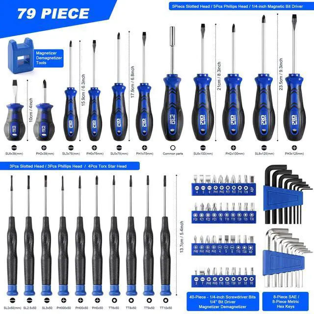 Alt view image 2 of 7 - Magnetic Screwdriver Set, 79-Piece Multi-Purpose Slotted/Phillips Screwdriver Kit with Precision Screwdrivers, Allen Wrench Set and Screwdriver Bits for DIY and Repair Works