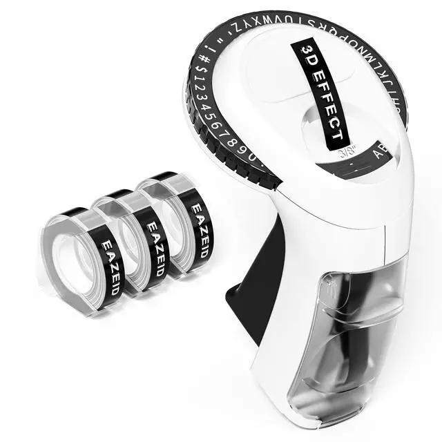 Main image of Embossing Label Maker Machine with Tapes, Manual Embossed Label Maker Retro, Vintage Embosser Labeler 3/8 Inch 9mm 3D Waterproof-Labels for Scrapbooking Supplies Kids DIY Craft Home Office Use