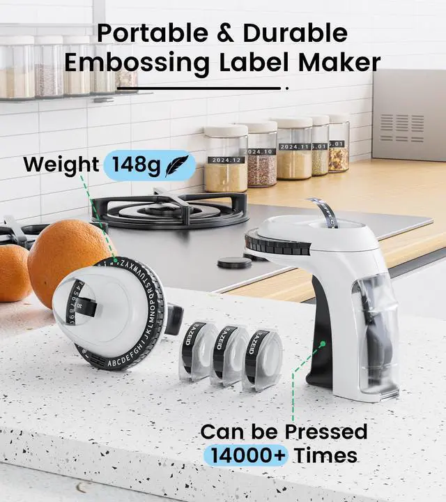 Alt view image 6 of 7 - Embossing Label Maker Machine with Tapes, Manual Embossed Label Maker Retro, Vintage Embosser Labeler 3/8 Inch 9mm 3D Waterproof-Labels for Scrapbooking Supplies Kids DIY Craft Home Office Use