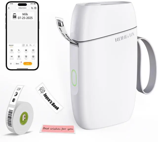 Main image of Bluetooth Label Maker Machine with Tape, Portable Mini Label Printer Wireless Thermal Handheld Sticker Makers Mini Label Makers with Multiple Templates for Organizing Office Home School(White)