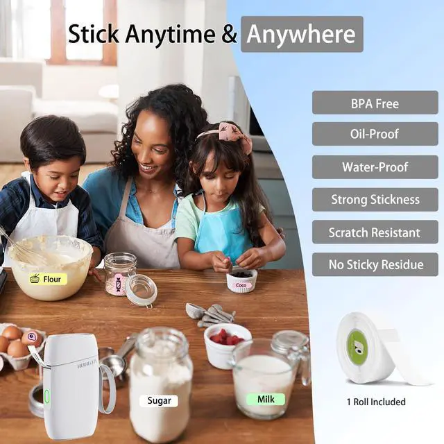 Alt view image 7 of 7 - Bluetooth Label Maker Machine with Tape, Portable Mini Label Printer Wireless Thermal Handheld Sticker Makers Mini Label Makers with Multiple Templates for Organizing Office Home School(White)