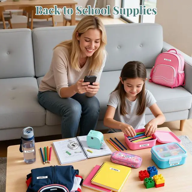 Alt view image 2 of 7 - Label Maker Machine with Tape, P12 Bluetooth Small Label Maker with Multiple Templates Thermal Transfer Ribbon Printer Machine for Home, School, Gift Wrapping, Office, Green