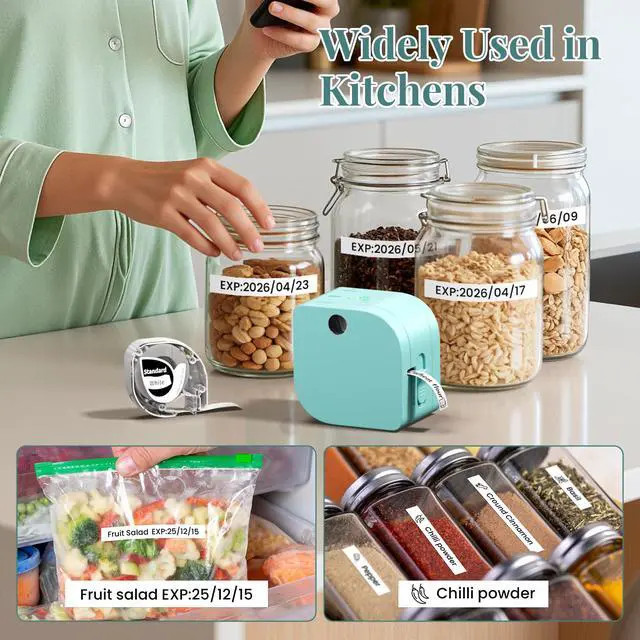 Alt view image 2 of 7 - Label Maker Machine with Tape, P12 Bluetooth Mini Label Makers Thermal Transfer Ribbon Printer Machine with Typewriters Templates for Home, School, Clothes, Gift Wrapping, Office, Green